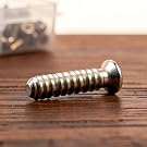 Silver flat head Phillips screw for laptop repair.