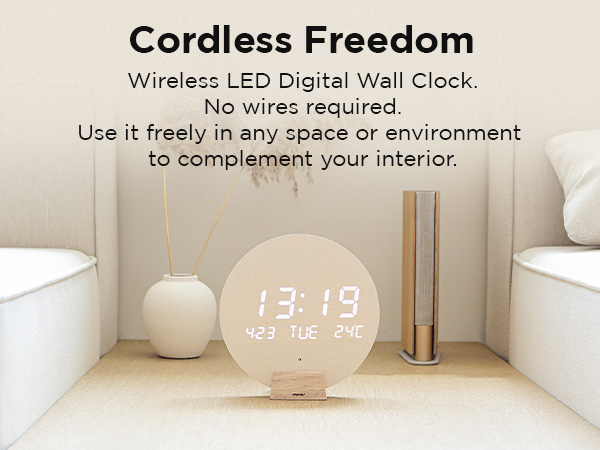 woodmoon wireless mini led digital wall clock desk clock cordless led clock