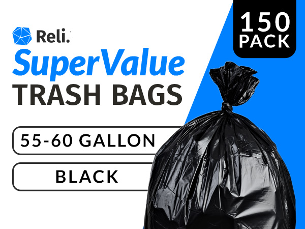 SuperValue Clear Trash Bags 55-60 Gallon (150 Pack)