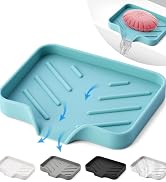 Silicone Soap Dish Tray, Self Draining Soap Holder for Bar Soap, Silicone Soap Tray with Drainage