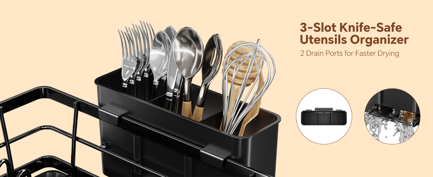 3-Slot Knife-Safe Utensils Organizer