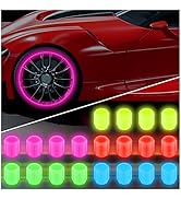 20PCS Fluorescent Tire Valve Stem Caps,Luminous Auto Wheel Air Valve Cap,Universal Decoration Acc...