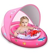 LAYCOL Baby Pool Float with Canopy UPF50+, 120°Adjustable Sun Protection and Anti-Tip Safety Seat...