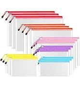 SUNEE Multisize Plastic Zipper Pouches (6 Colors, 18 Packs), Water-Resistant Zip Bag for School O...