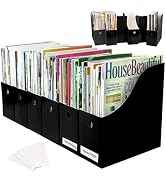 Evelots 12 Pack Magazine File Holder Organizer-4 Inch Wide- Black-With Labels