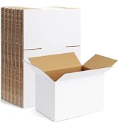 Famagic 10 Pack 6x4x4 Inch White Small Cardboard Boxes - White Shipping Boxes Corrugated Mailer f...
