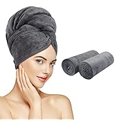 Sunland Microfiber Hair Drying Towel 2 Pack Super Absorbent Quick Dry Magic Hair Turban for Dryin...