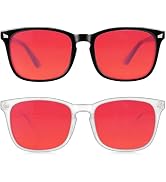 Vbewo 2 Packs Professional Sleep Glasses with 99.9% Blue Light Blocking Dual AR Coatings Red Lens...