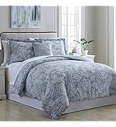 Amrapur Overseas | Olivia 8-Piece Printed Reversible Bed in a Bag (Silver Blue, Queen)