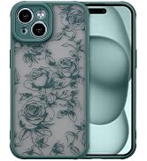 XIZYO for iPhone 15 Case Cute Floral, Branch Rose/Deep Green | Girly Women Flower Rose Aesthetic ...