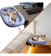 Cat Desk Bed&Cat Hammock for Desk and Bedside,90°Rotating&Height Adjustable,40 lbs Capacity,Soft ...