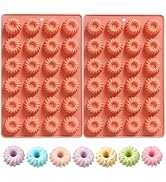 Mini Buntz Cake Silicone Molds 2 Pcs, 48-Cavity Mini Ring Cake Pans for Baking, Nonstick Fluted T...