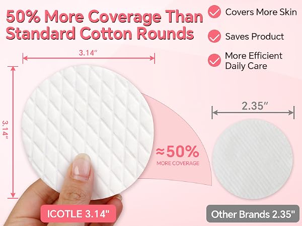 50% More Coverage Than Standard Cotton Rounds