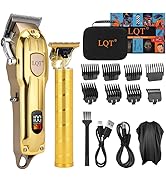 LQT Professional Hair Clipper Set, Gold, LED Display, with Trimmer, 8 Guide Combs, Barber Shaver ...