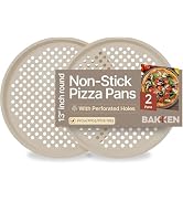 Bakken Pizza Baking Pan - Round Perforated Carbon Steel Pan with Non-Stick Marble Coating, Oversi...