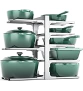 MUDEELA 8-Tier Pots and Pans Organizer for Cabinet, Adjustable Heavy Duty 120LBS Pot and Pan Orga...