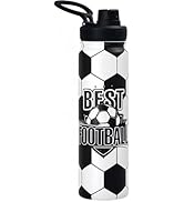 Insulated Stainless Steel Water Bottle with Straw, Soccer Water Bottle 24 oz, Leak-Proof & BPA-Free