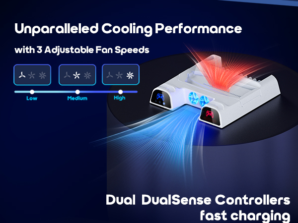 PS5 Cooling Stand witch 3 adjustable fan speeds