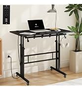SIDUCAL Portable Standing Desk Adjustable Height, Rolling Computer Desk on Wheels, Mobile Home Of...