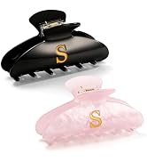 CWJCYTNSN 2 PCS Hair Claw Clips for Women Non-slip Black Pink Claw Clips for Thick Thin Hair Styl...