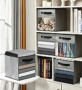 DECOMOMO Cube Storage Bins, 11 Inch Cube Storage Bin with Clear Window, Fabric Storage Bin for Cl...