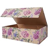 RayofSun Vintage Kraft Floral Gift Box with Magnetic Lids 13.7x9x4.3inch,Large Bridesmaid Proposa...