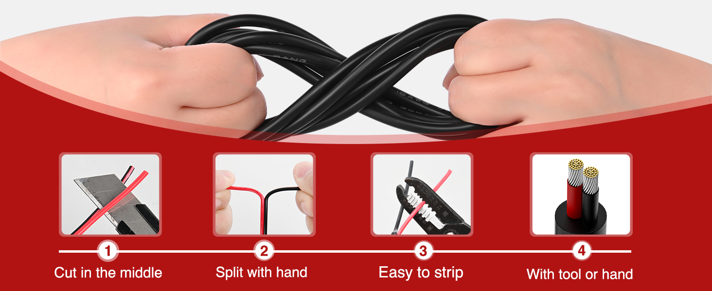 Nilight Oxygen Free Copper Wire Red Black Electrical Wire