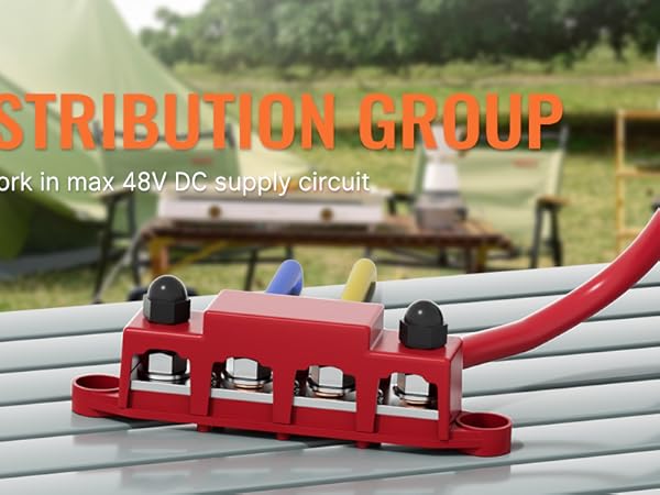 Marine Bus Bar 12V 250A Power Distribution Block 12 Volt 5/16 4 Posts Junction Block