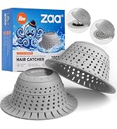 zaa Bathtub Drain Strainer Silicone Bathroom Stopper Fixture Accessories | 2-Pack Gray Collapsibl...