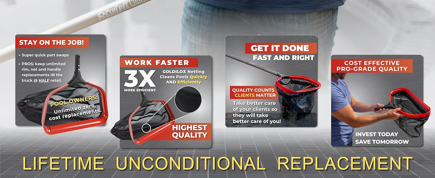 ProTuff pool net's are the professionals choice to work smarter - not harder.