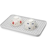 Lonian 2-Tier Drain Tray, Dish Drainer Drying Rack, Plastic Tea Tray for Cup Bowl Fruit
