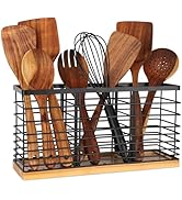 TACGEA Utensil holder for Kitchen Counter, Kitchen Cooking Utensil Holder Organizer with Wooden B...
