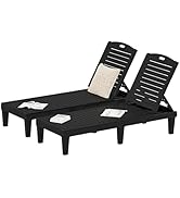 DWVO Outdoor Plastic Chaise Lounger, Poolside Lounge Chair w/5-Position Adjustable Backrest, Wate...