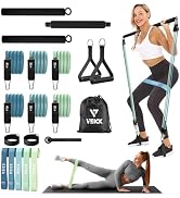 VEICK Pilates Bar Kit with Resistance Bands, Elastic Workout Bands for Men Women, Set of 5 Resist...
