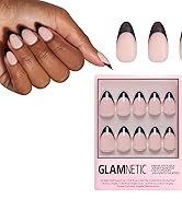 Glamnetic Press On Nails - Caviar | Semi-Transparent, Short Almond Nails, Reusable | 15 Sizes - 3...