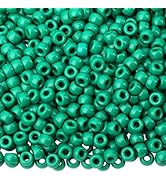 NUKAYAI 1000Pcs Green Pony Beads Necklace Crafts 6x9mm Bulk Plastic Beads for Bracelets, Hair Bea...