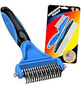 3PCS Pet Grooming Rake & Metal Comb & Flea Comb for Cats and Dogs, Double-Sided Dematting Tool, E...