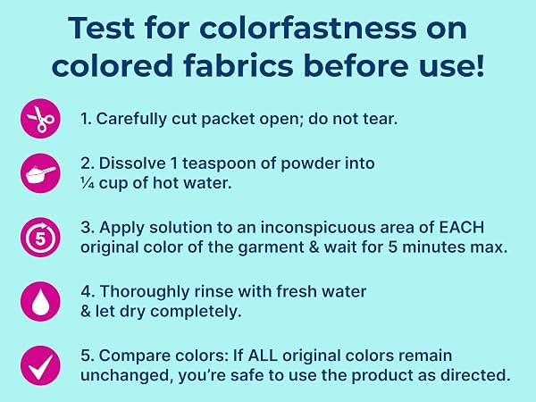 Carbona color run remover instructions to test fabrics for colorfastness before stain removal