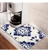 Matace Designer Coffee Maker Mat Dish Drying Mat - 12x19 Trimmable, PU Leather Surface & Rubber B...