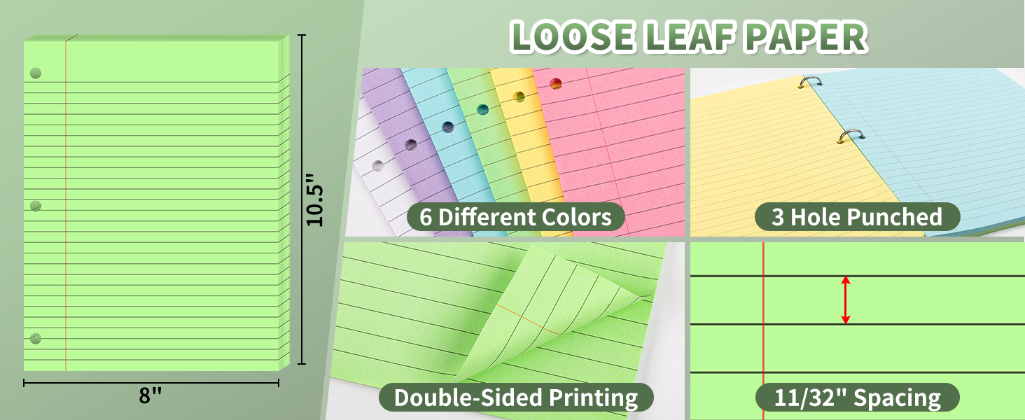 6-Color Wide Ruled Lined Paper