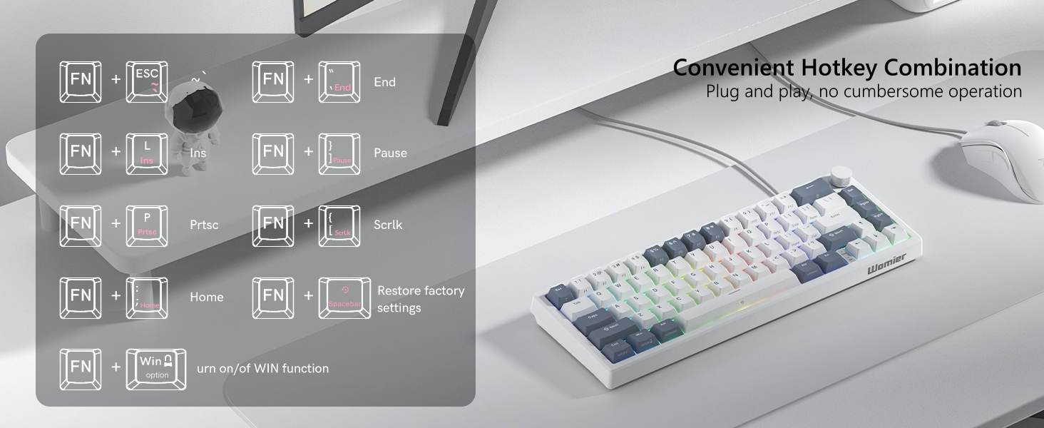 60% Gaming Keyboard Pink, QMK/VIA Creamy Mechanical Keyboard Topographic, Hot Swappable