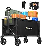 Wagons Carts Foldable, Collapsible Wagon Cart with 220 lbs Max Load and Expandable Storage Space,...