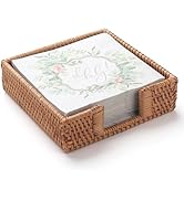Rattan Napkin Holder Square Woven Flat Napkin Basket Tray for Tables 7.5