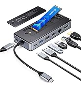 ORICO USB-C Hub with M.2 SSD Enclosure, 8-in-1 USB C Docking Station Fits M.2 NVMe/SATA SSD, 10Gb...