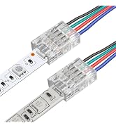 RGBZONE 25Pcs 4 Pin 10mm LED Connectors Gapless Solderless LED Strip to Wire Quick Connection for...