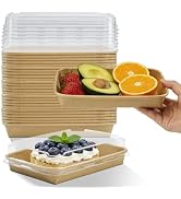 DTFMZOV 30 Pack 15 oz Charcuterie Boxes with Clear Lids, 7.4 x 5.2 x1.8 Inch Bakery Take Out Cont...
