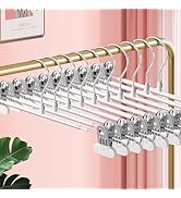 HWAJAN Clothes Pants Hangers with Wide Clips 20 Pack,Non-Slip Adjustable Skirt Hanger for Women,S...