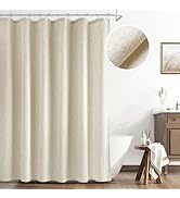 Naturoom Natural Linen Shower Curtain, Country Boho Farmhouse Bath Decor Beige Shower Curtains fo...