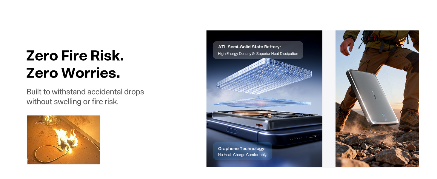 Semi solid state power bank for safer stable charging during travel
