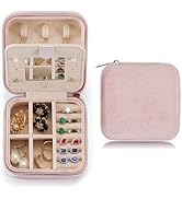TRODANCE Plush Velvet Travel Jewelry Case Organizer, Small Travel Jewelry Box,Portable Jewelry Bo...